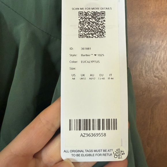 Azazie Barbie 1025 Eucalyptus - Picture 5 of 5